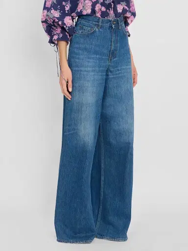 Chloé Women's Faded Wide-Leg Jeans - Night Blue | Thumbnail 4