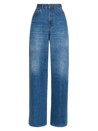Chloé Women's Faded Wide-Leg Jeans - Night Blue | Thumbnail 1