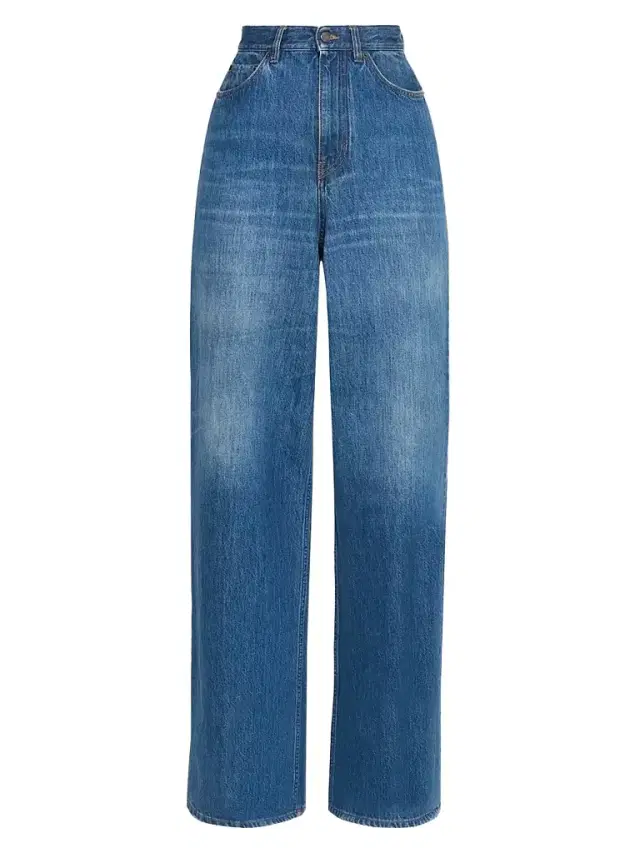 Chloé Women's Faded Wide-Leg Jeans - Night Blue