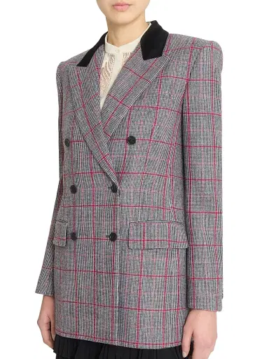 Chloé Women's Tailored Wool Double-Breasted Jacket - Black White | Thumbnail 6 Chloé Women's Tailored Wool Double-Breasted Jacket - Black White | Thumbnail 6