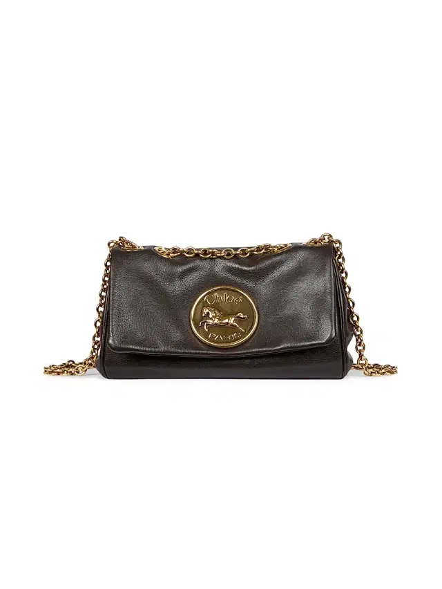 Women's  Heritage Leather Chain Shoulder Bag - Ink Brown