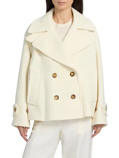 Chloé Women's Wool Double-Breasted Coat - Eden White | Thumbnail 3 Chloé Women's Wool Double-Breasted Coat - Eden White | Thumbnail 3
