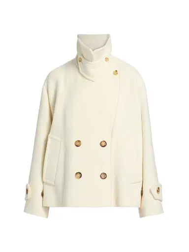 Chloé Women's Wool Double-Breasted Coat - Eden White | Thumbnail 1 Chloé Women's Wool Double-Breasted Coat - Eden White | Thumbnail 1