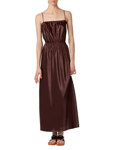 Miu Miu Women's Long Satin Dress - Brown - Size 6 | Thumbnail 2 Miu Miu Women's Long Satin Dress - Brown - Size 6 | Thumbnail 2