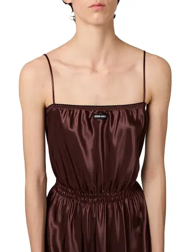Miu Miu Women's Long Satin Dress - Brown - Size 6 | Thumbnail 4 Miu Miu Women's Long Satin Dress - Brown - Size 6 | Thumbnail 4