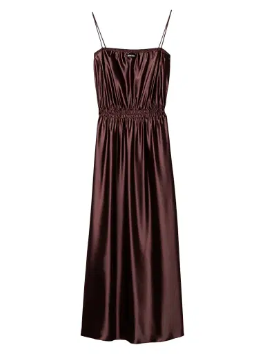 Miu Miu Women's Long Satin Dress - Brown - Size 6 | Thumbnail 1 Miu Miu Women's Long Satin Dress - Brown - Size 6 | Thumbnail 1