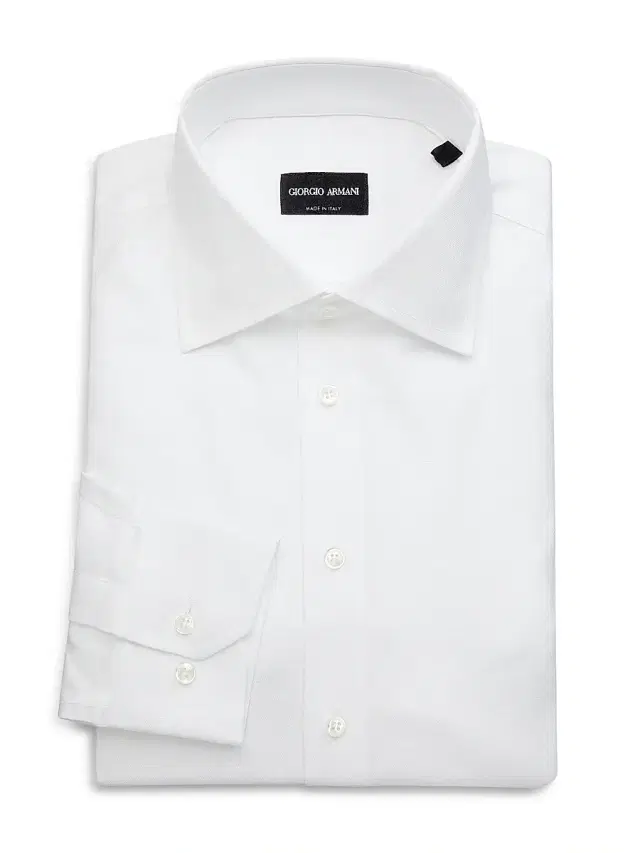 Men's Dotted Cotton Dress Shirt - White Cream Men's Dotted Cotton Dress Shirt - White Cream