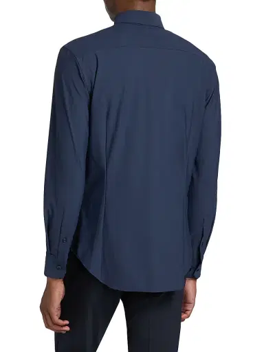 Giorgio Armani Men's Stretch Sport Shirt - Navy - Size 16 | Thumbnail 5