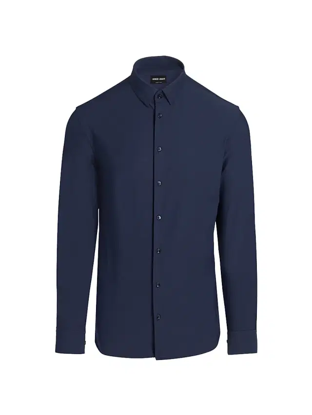 Giorgio Armani Men's Stretch Sport Shirt - Navy