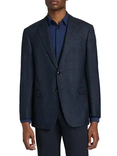 Giorgio Armani Men's Windowpane Wool-Blend Sport Coat - Blue Brown | Thumbnail 3