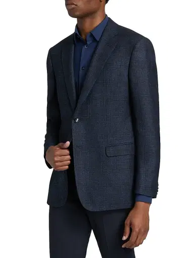 Giorgio Armani Men's Windowpane Wool-Blend Sport Coat - Blue Brown | Thumbnail 4