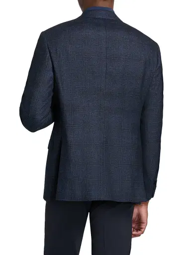 Giorgio Armani Men's Windowpane Wool-Blend Sport Coat - Blue Brown | Thumbnail 5