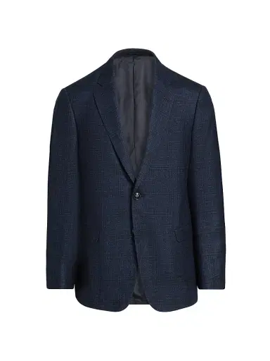 Giorgio Armani Men's Windowpane Wool-Blend Sport Coat - Blue Brown | Thumbnail 1