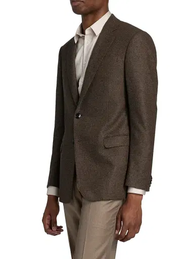 Giorgio Armani Men's Textured Wool-Cashmere Sportcoat - Brown | Thumbnail 4 Giorgio Armani Men's Textured Wool-Cashmere Sportcoat - Brown | Thumbnail 4
