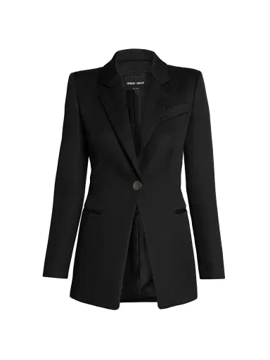 Giorgio Armani Women's Techno Scuba Blazer - Solid Black - Size 14 | Thumbnail 1 Giorgio Armani Women's Techno Scuba Blazer - Solid Black - Size 14 | Thumbnail 1