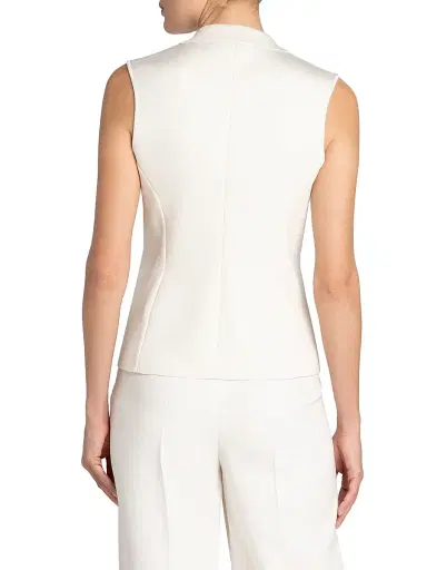 Giorgio Armani Women's Silk Two-Button Vest - Solid White | Thumbnail 5 Giorgio Armani Women's Silk Two-Button Vest - Solid White | Thumbnail 5