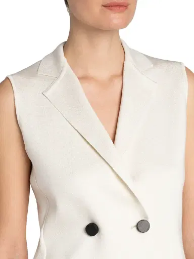Giorgio Armani Women's Silk Two-Button Vest - Solid White | Thumbnail 6 Giorgio Armani Women's Silk Two-Button Vest - Solid White | Thumbnail 6