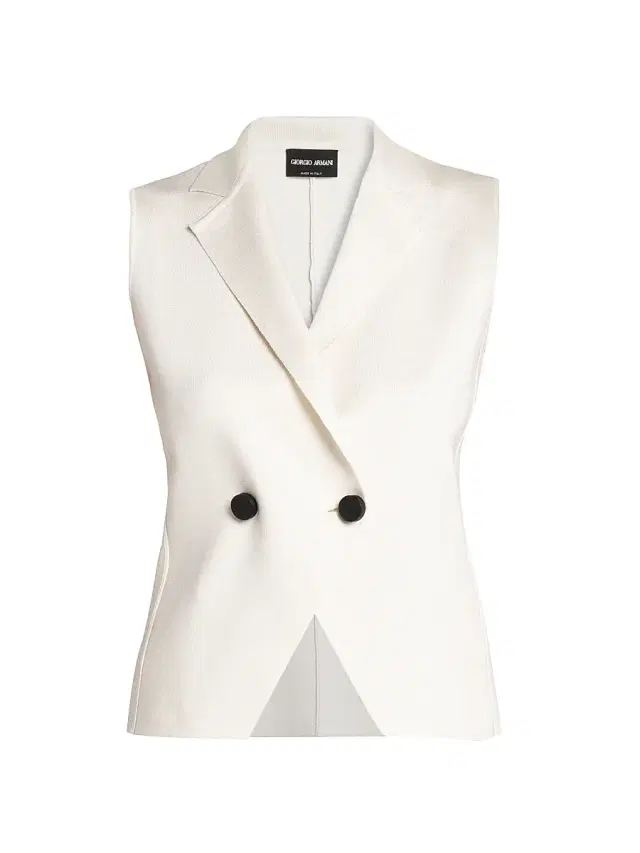 Women's Silk Two-Button Vest - Solid White