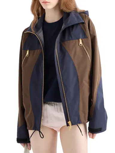 Prada Women's Technical Fabric Blouson Jacket - Blue | Thumbnail 2 Prada Women's Technical Fabric Blouson Jacket - Blue | Thumbnail 2