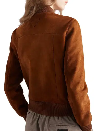 Prada Women's Suede Blouson Jacket - Brown | Thumbnail 4 Prada Women's Suede Blouson Jacket - Brown | Thumbnail 4