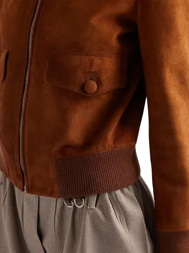 Prada Women's Suede Blouson Jacket - Brown | Thumbnail 6 Prada Women's Suede Blouson Jacket - Brown | Thumbnail 6