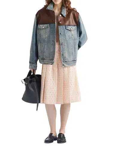 Prada Women's Pleated Eyelet Lace Skirt - Pink | Thumbnail 5