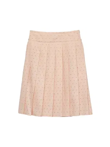 Prada Women's Pleated Eyelet Lace Skirt - Pink | Thumbnail 1
