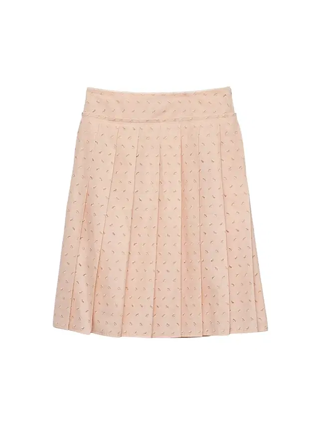 Women's Pleated Eyelet Lace Skirt - Pink