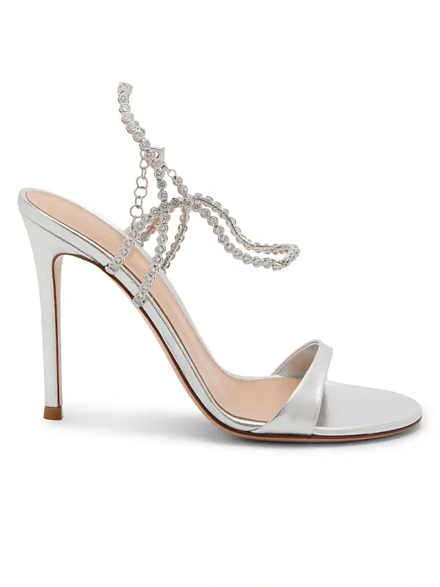 Women's 105MM Embellished Metallic Leather Sandals - Silver
