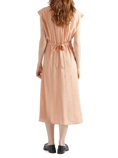 Prada Women's Embroidered Vintage-Look Habutai Silk Dress - Orange | Thumbnail 3