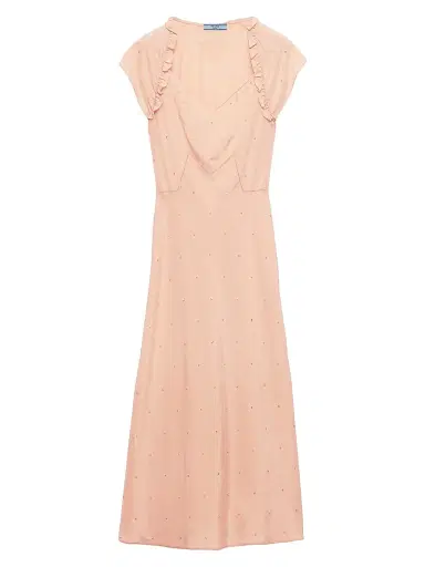 Prada Women's Embroidered Vintage-Look Habutai Silk Dress - Orange | Thumbnail 1