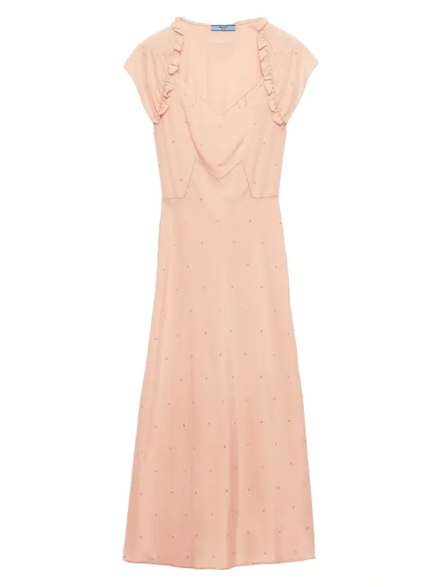 Women's Embroidered Vintage-Look Habutai Silk Dress - Orange