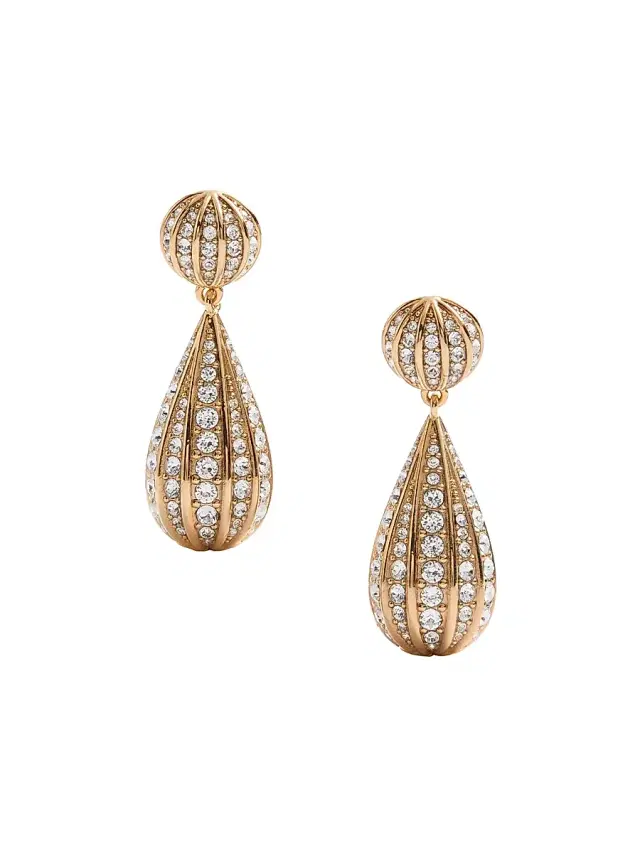 Women's Poetiques Des Gouttes Metal and Swarovski Crystal Earrings - Gold Crystal