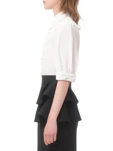 Valentino Garavani Women's Cotton Poplin Shirt - Optic White - Size 8 | Thumbnail 3