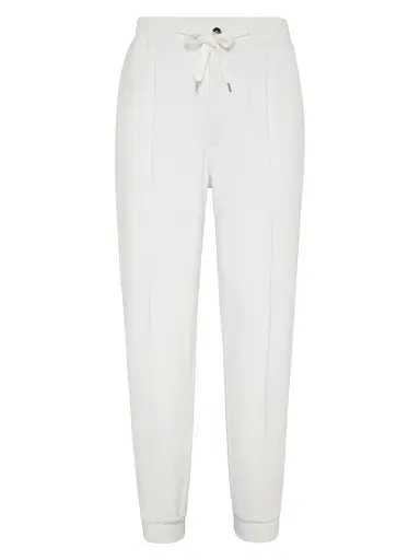 Brunello Cucinelli Men's Cashmere and Cotton French Terry Double Cloth Trousers - Off White - Size XXXXXXL | Thumbnail 1 Brunello Cucinelli Men's Cashmere and Cotton French Terry Double Cloth Trousers - Off White - Size XXXXXXL | Thumbnail 1