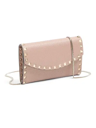 Valentino Garavani Women's Rockstud Wallet with Chain in Grainy Calfskin | Thumbnail 2