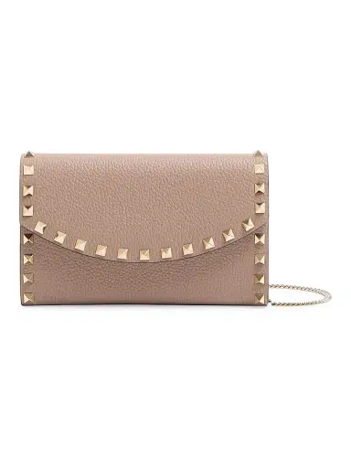 Valentino Garavani Women's Rockstud Wallet with Chain in Grainy Calfskin | Thumbnail 1