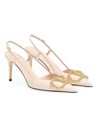 Valentino Garavani Women's VLogo Signature Slingback Calfskin 80MM Pumps | Thumbnail 2 Valentino Garavani Women's VLogo Signature Slingback Calfskin 80MM Pumps | Thumbnail 2