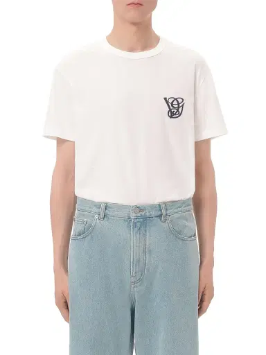 Valentino Garavani Men's Cotton T-Shirt with VG Patch - Ivory - Size XS | Thumbnail 2
