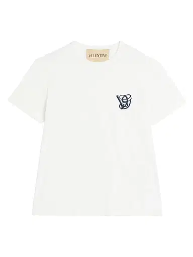Valentino Garavani Men's Cotton T-Shirt with VG Patch - Ivory - Size XS | Thumbnail 1