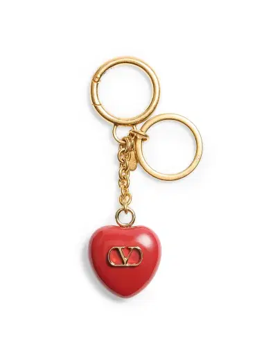 Valentino Garavani Women's Coeur Royal Bag Charm with Key Ring in Metal and Enamel | Thumbnail 1