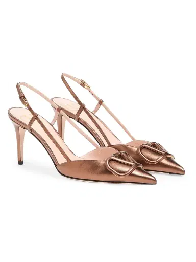 Valentino Garavani Women's VLogo Signature Slingback Pumps 80MM - Bronze - Size 11.5 | Thumbnail 2