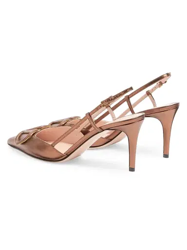 Valentino Garavani Women's VLogo Signature Slingback Pumps 80MM - Bronze - Size 11.5 | Thumbnail 3