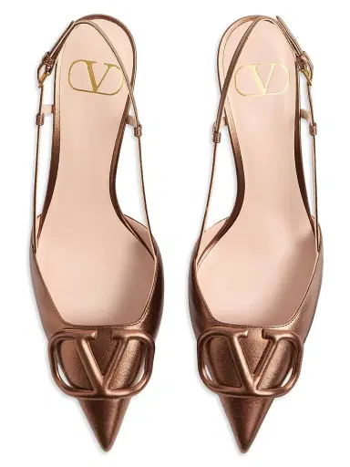 Valentino Garavani Women's VLogo Signature Slingback Pumps 80MM - Bronze - Size 11.5 | Thumbnail 4