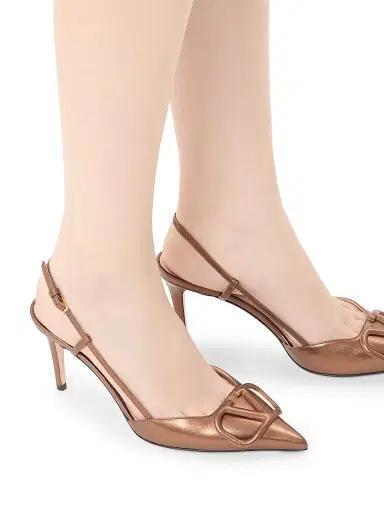 Valentino Garavani Women's VLogo Signature Slingback Pumps 80MM - Bronze - Size 11.5 | Thumbnail 7