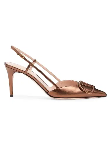 Valentino Garavani Women's VLogo Signature Slingback Pumps 80MM - Bronze - Size 11.5 | Thumbnail 1