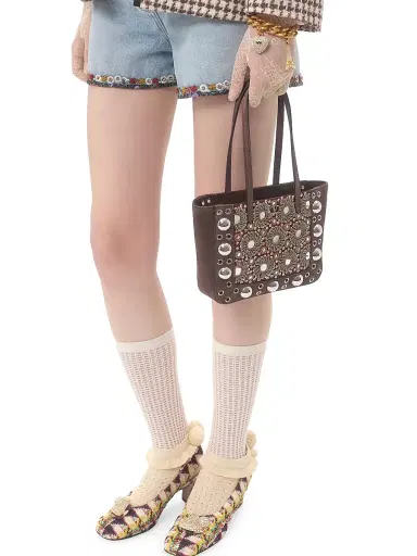 Valentino Garavani Women's Nellcôte Mini Embroidered Shopping Tote Bag | Thumbnail 8