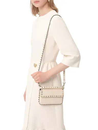 Valentino Garavani Women's Rockstud Grainy Calfskin Pouch - Light Ivory | Thumbnail 8 Valentino Garavani Women's Rockstud Grainy Calfskin Pouch - Light Ivory | Thumbnail 8