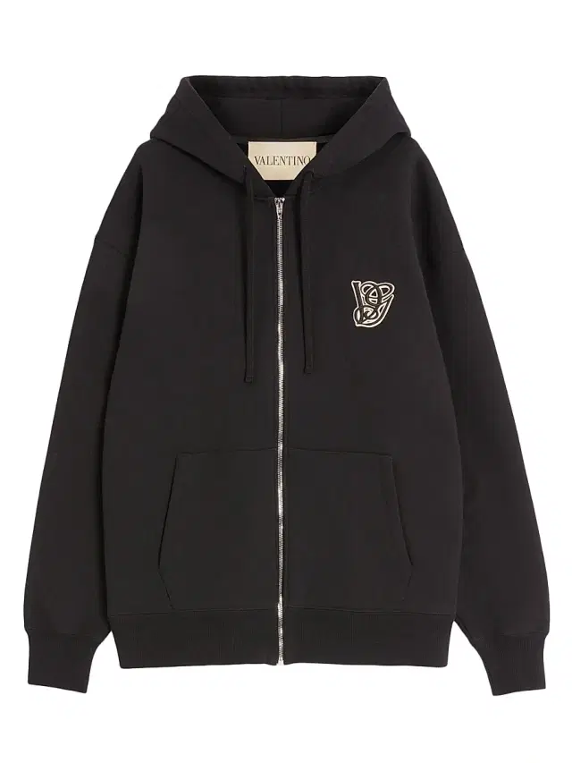 Men's Cotton Hooded Sweatshirt with VG Patch - Black