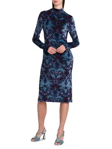 Etro Women's Jacquard Velvet Mock Turtleneck Dress | Thumbnail 4 Etro Women's Jacquard Velvet Mock Turtleneck Dress | Thumbnail 4